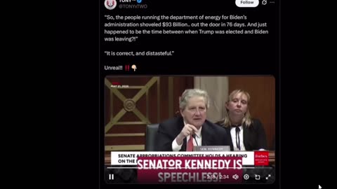 John Kennedy on the hill finds Biden spends 93 Billion before Trump enters office