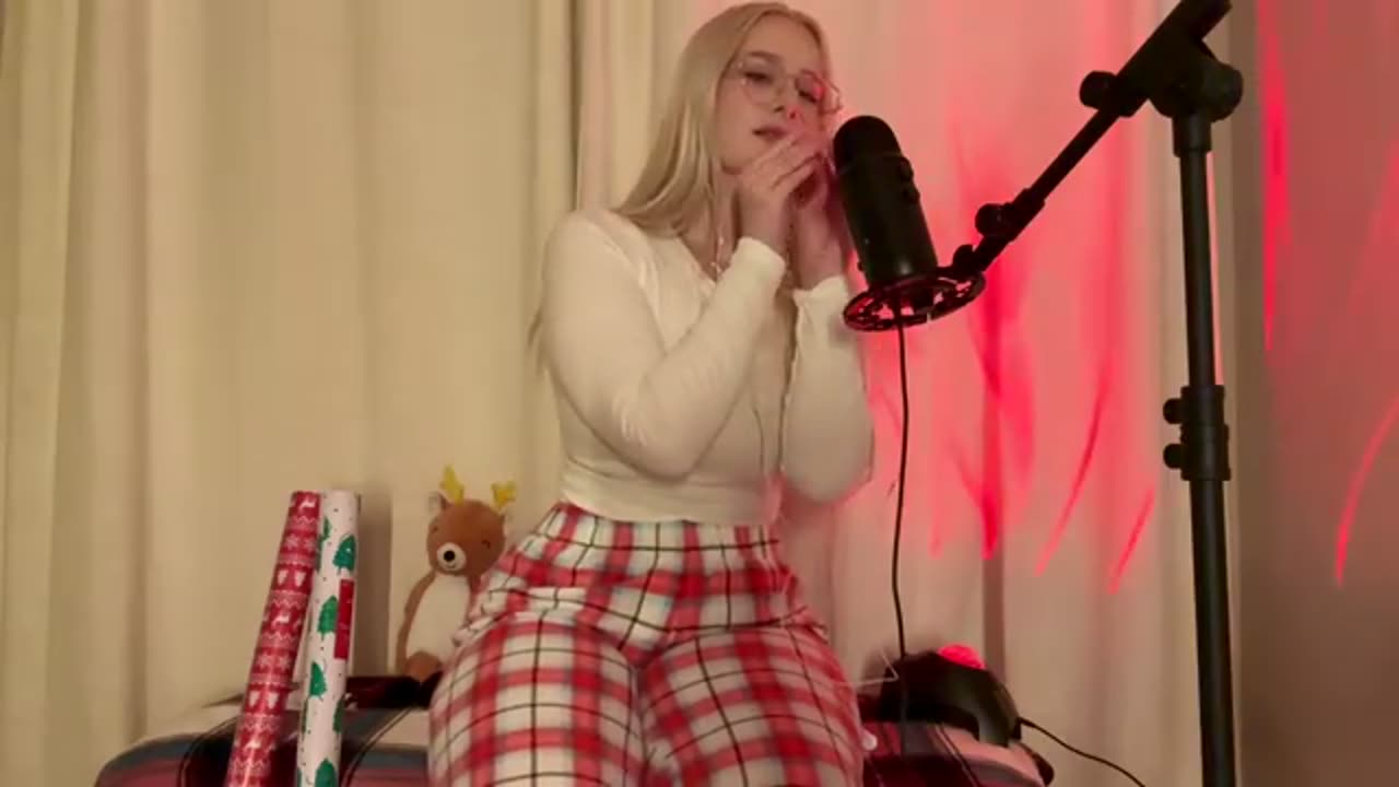 Christmas PJs ASMR *body tapping + scratching, softspoken + whispers*
