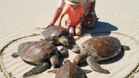 Baby turtles come back to say thank you years later