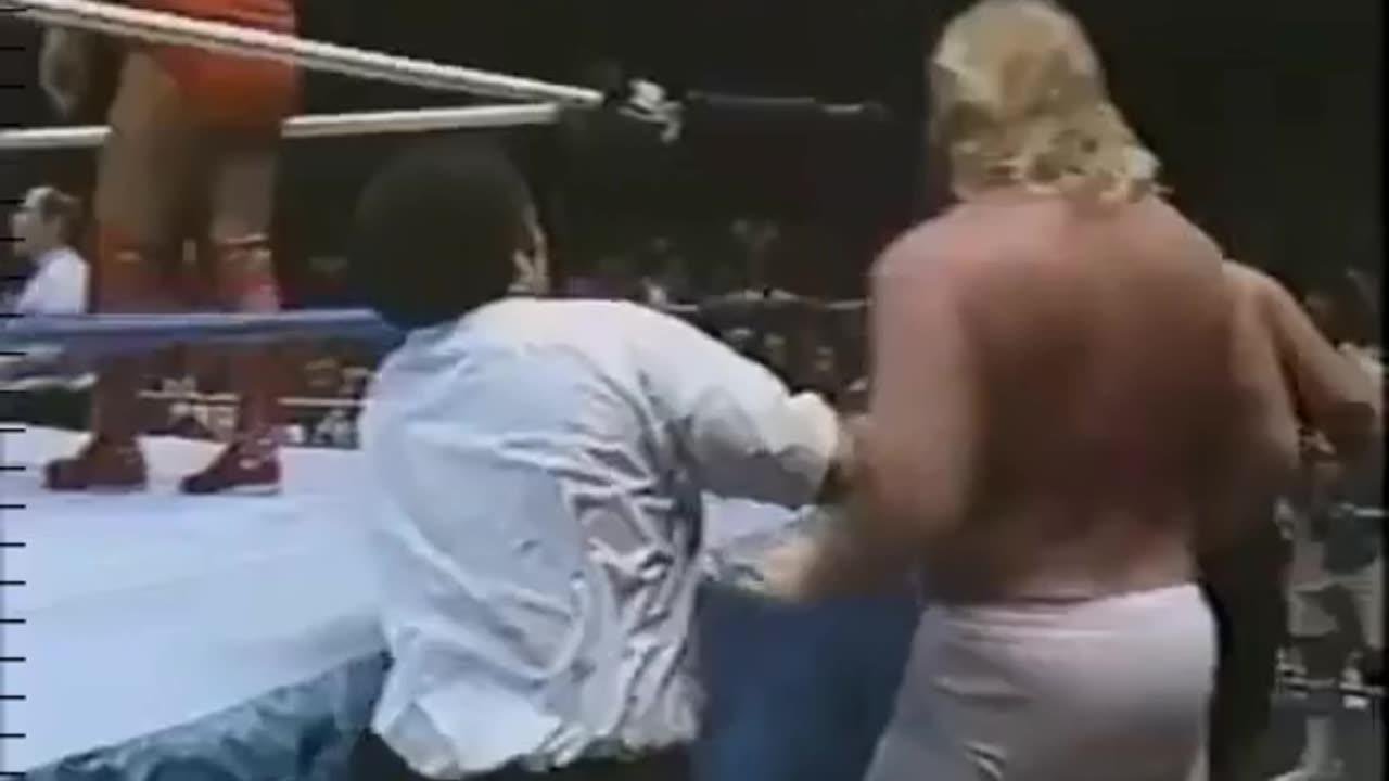 Brutus beefcake in his pink tights/pants in 15 man battle royal
