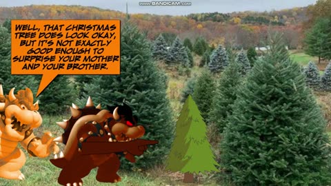 Dark Lava Bowser Misbehaves at the Christmas Tree Farm