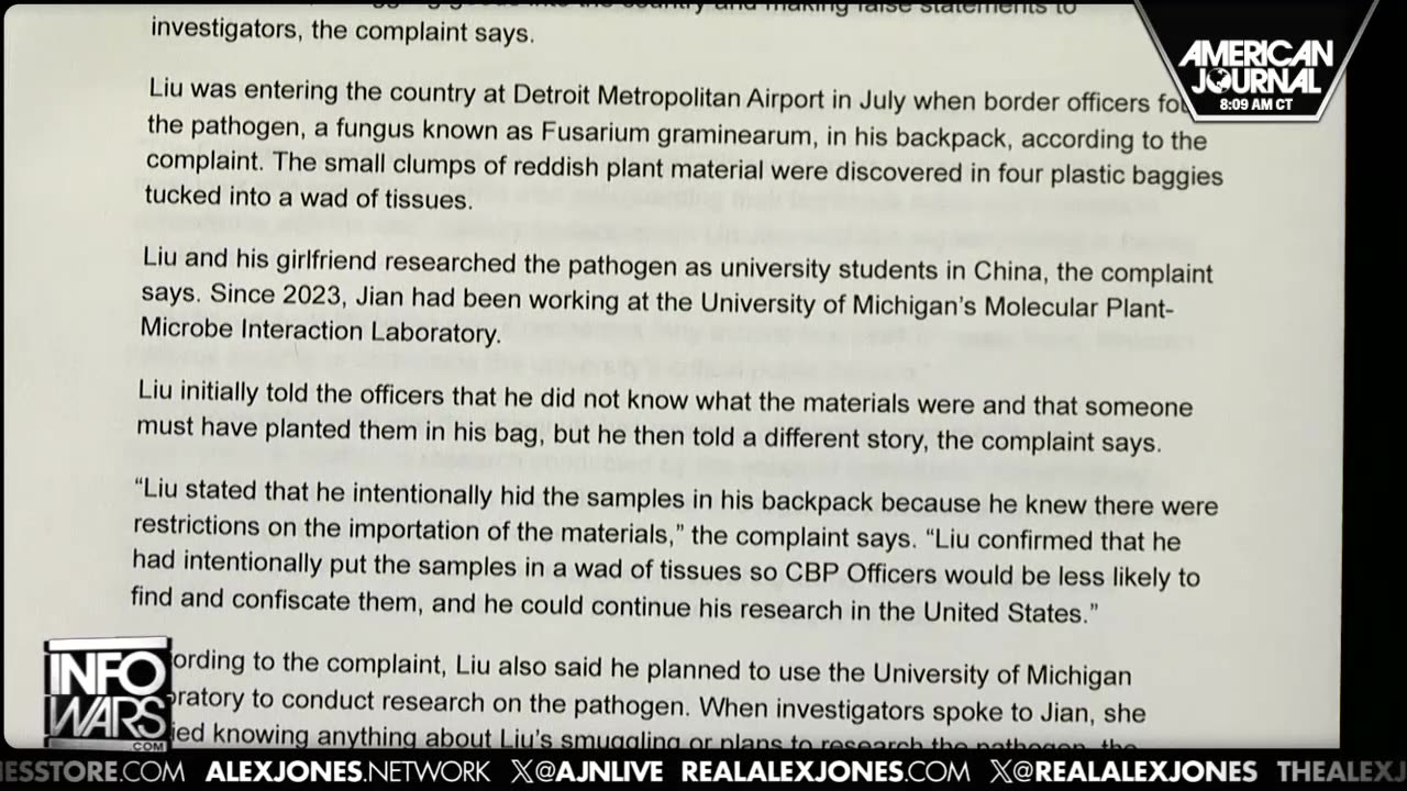 Chinese Nationals Arrested For Smuggling Biological Pathogen Into US 6/4/25