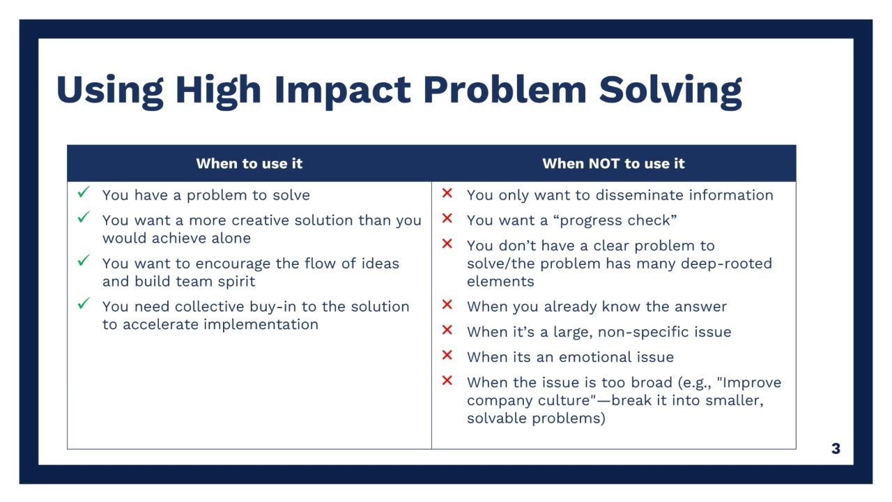 High Impact Problem Solving (Part 3): Think Sharper, Solve Smarter | High Impact Academy