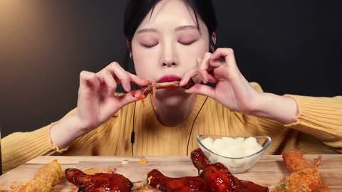 BBQ Jamaican Chicken Thighs & Jumbo Cheese Sticks Mukbang ASMR
