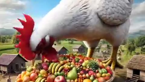 A big chicken enters the village, beautiful story