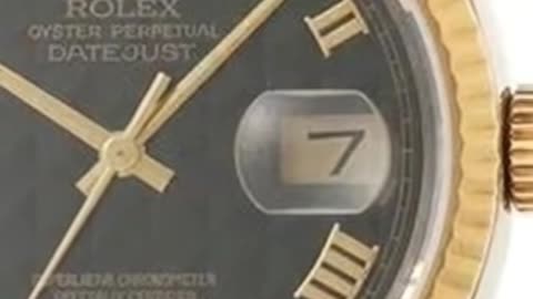 ROLEX DATEJUST BLACK PYRAMID DIAL WATCH