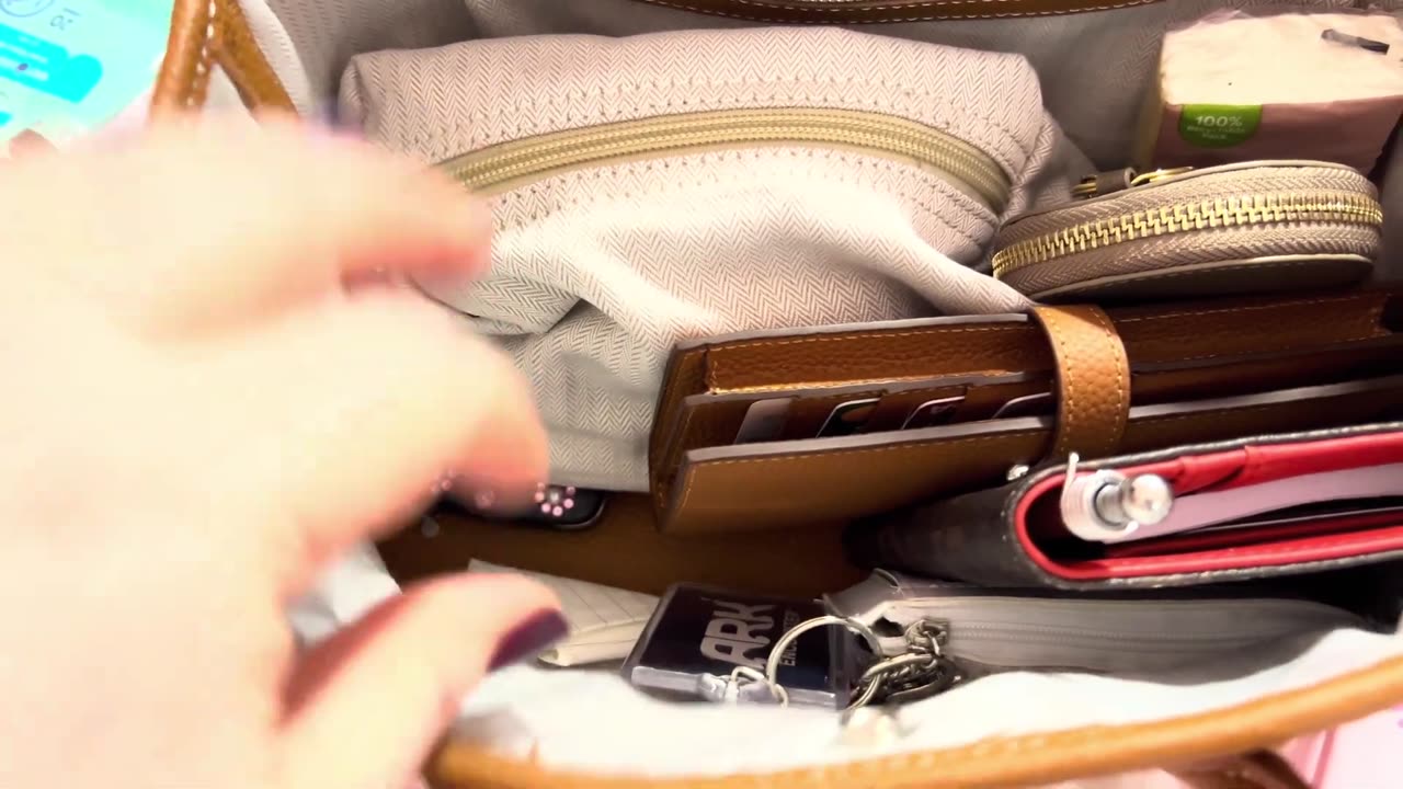 What is in my Hermes Brown Leather Satchel Bag.