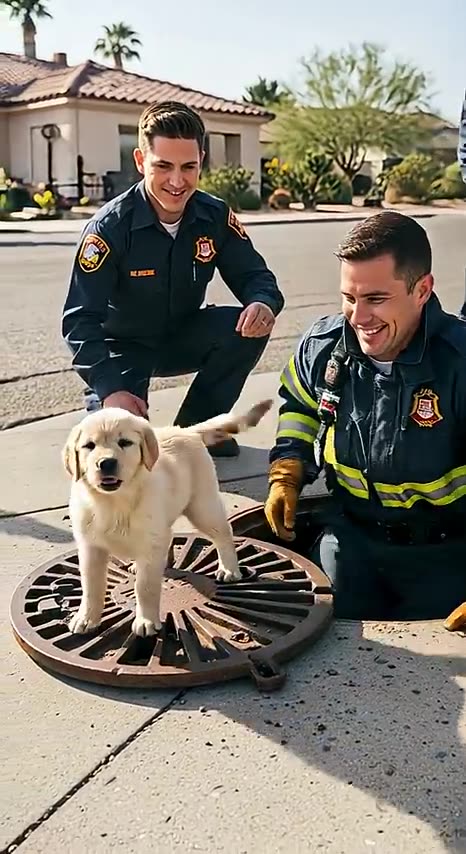 Golden Retriever Puppies Team Up with Rescuers to Save Their Brother