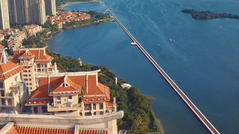 The longest bicycle bridge in the world! It is located in Xiamen City and is eight kilometers long