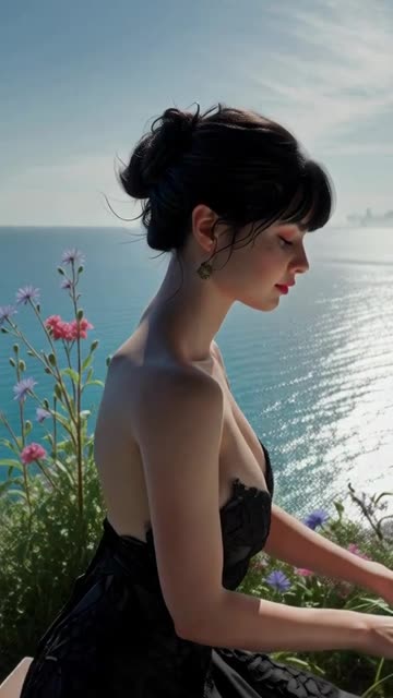 beautiful girl with playing Vivaldi's Four Seasons on a white piano