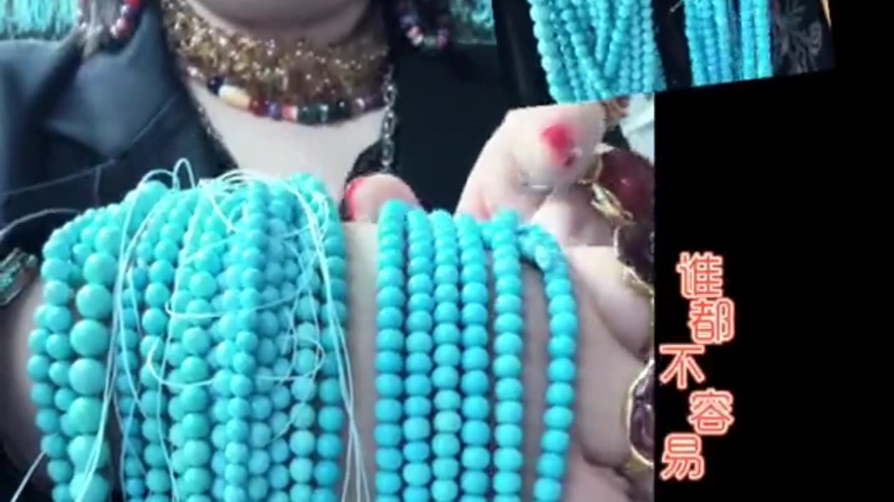 250414-13 Natural raw - ore turquoise bead string