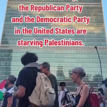 In front of the UN: "STOP STARVING GAZA NOW!"