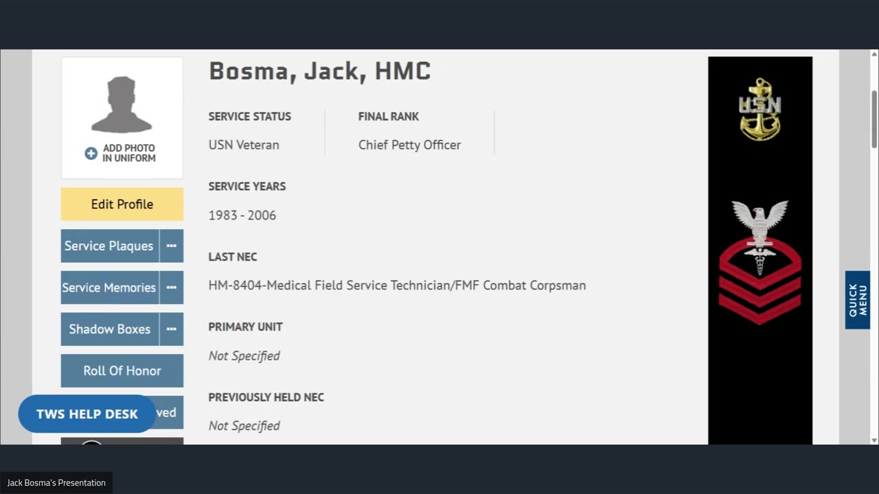 Together We Served: HMC(AW/FMF) Jack Bosma