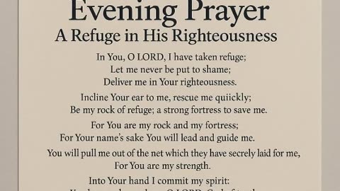 Devotional - Evening Prayer - A Refuge in His Righteousness Psalm 31.1-5