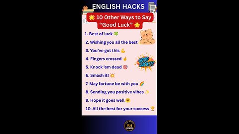 10 other ways to Say Good Luck in English #spokenenglish #vocabulary #shorts @studyhacks123
