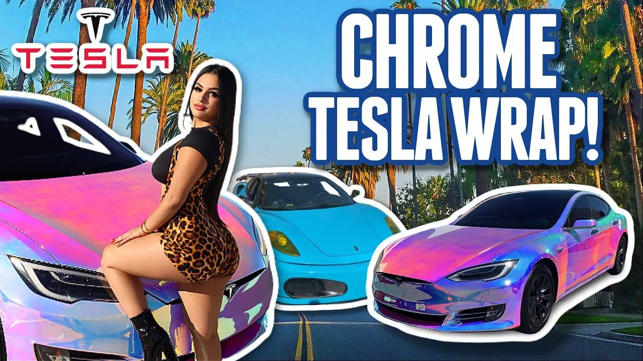 CRAZY CHROME WRAPPED TESLA!