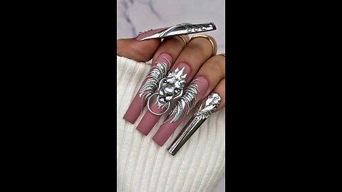 Silver Lion Nail Art 🦁✨ | Luxury Metallic Nails 2025 | Royal & Powerful Design