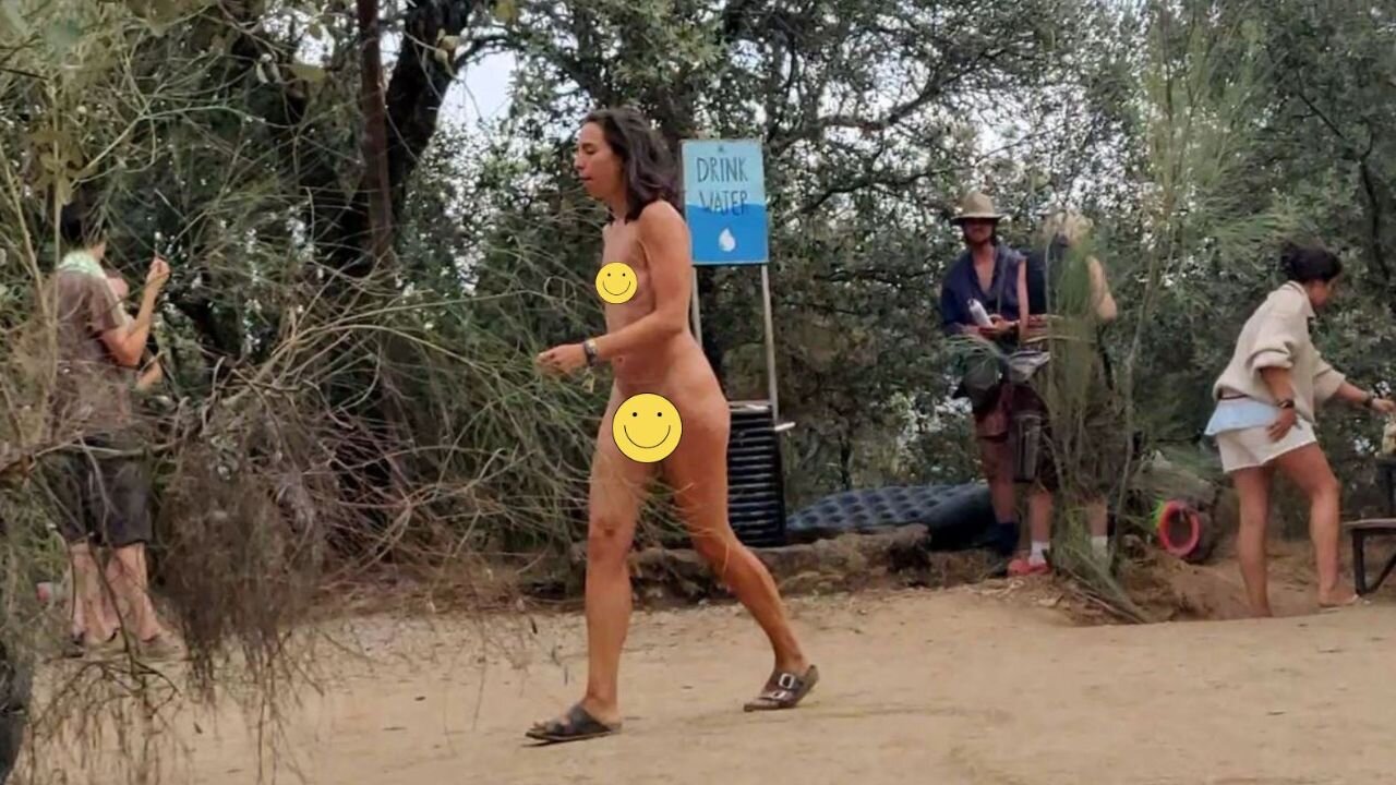 She brushes her teeths naked in public