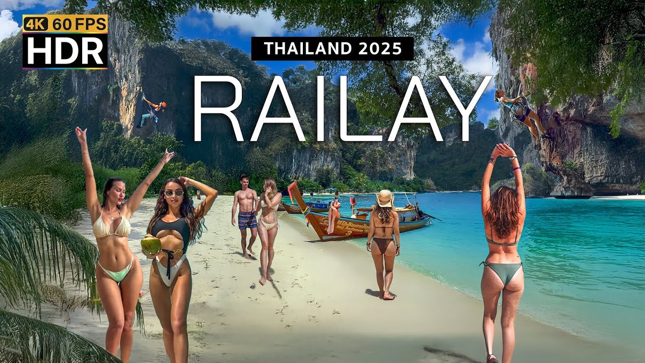 🇹🇭 4K HDR | Walking Railay Beach in Krabi | The BEST Place in the World | Thailand 2025