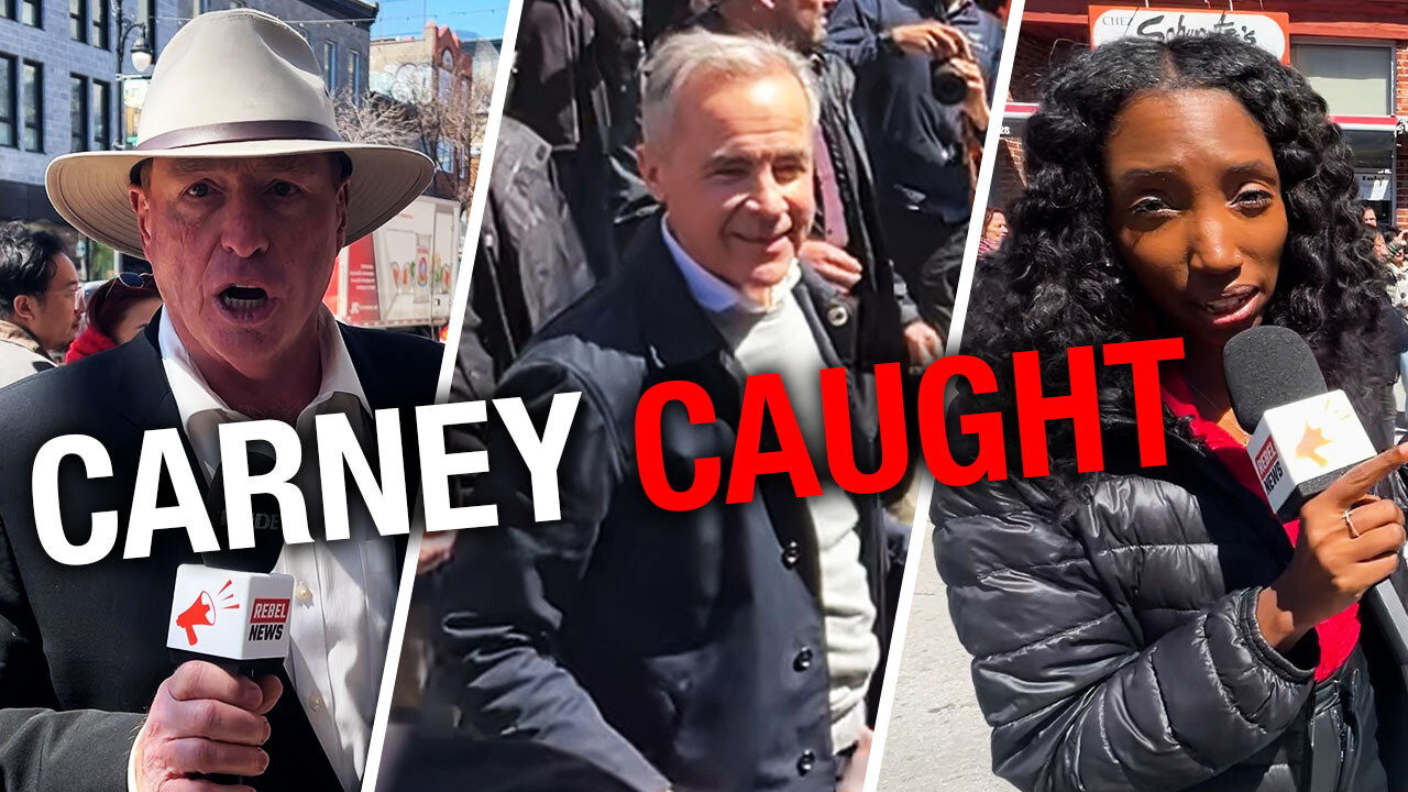 Mark Carney runs from Rebel News' questions in Montreal