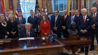 President Donald Trump makes an announcement on gas mileage from the Oval Office at the White House