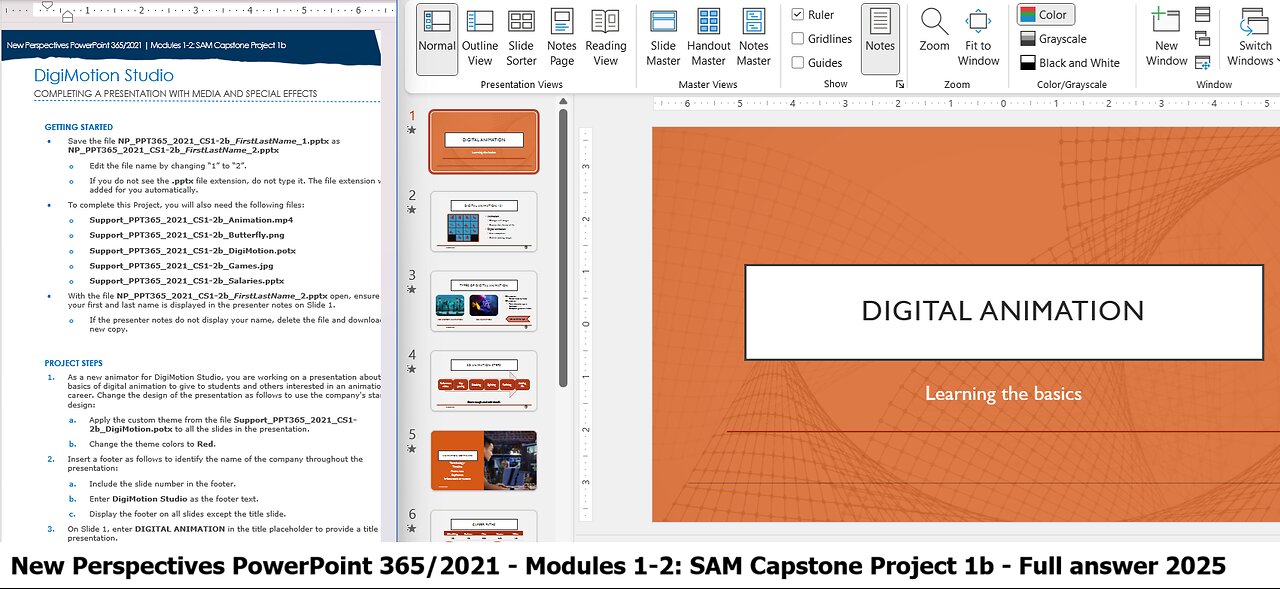 New Perspectives PowerPoint 365/2021 | Modules 1-2: SAM Capstone Project 1b | DigiMotion Studio