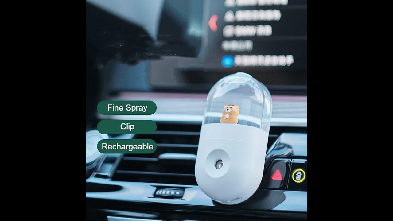 Cute Mini Car Humidifier, with Car Air Vent Clip, 2 Mist Modes & Timing Off, for Car, Home, Office