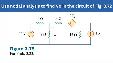 Prob 3.23 | Use nodal analysis to find Vo in the circuit of Fig. 3.72 | FEC 4th Edition