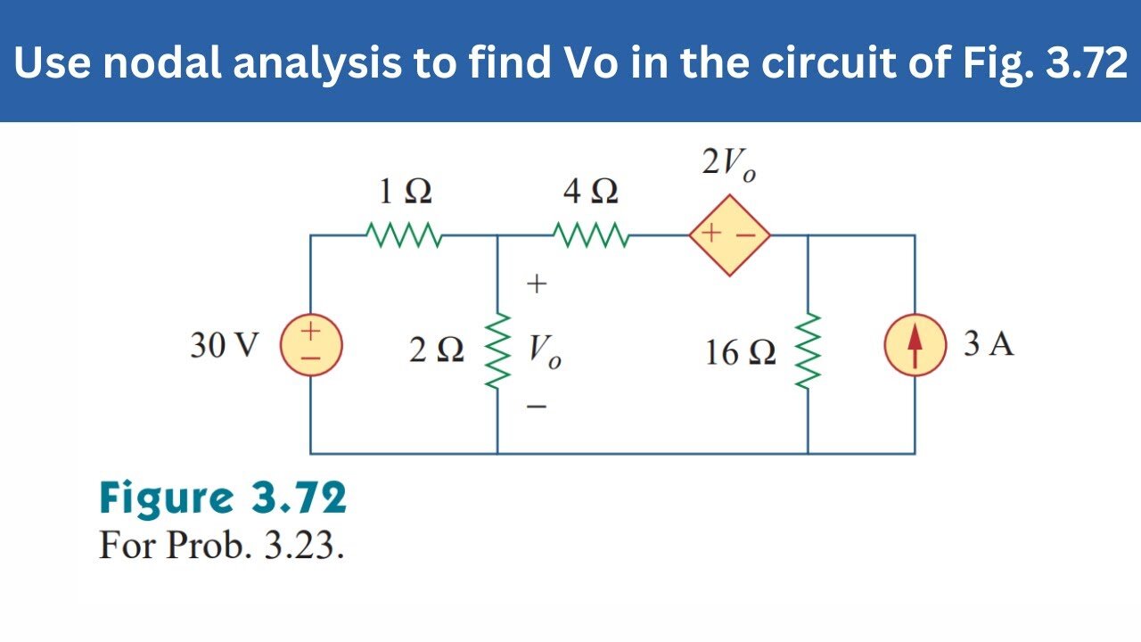 Prob 3.23 | Use nodal analysis to find Vo in the circuit of Fig. 3.72 | FEC 4th Edition