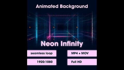 ⚡Neon Infinity • Zoom Teams Streamer Background Club Office Low Stim Full HD Seamless Virtual Modern
