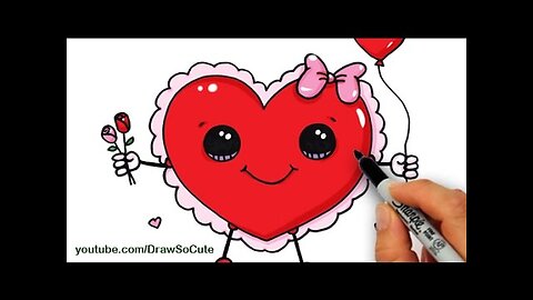 How to Draw a Valentine Heart Cute and Easy step by step
