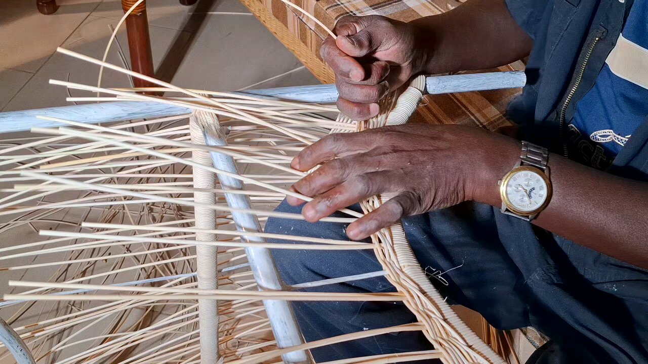 Weaving A Rattan Armchair