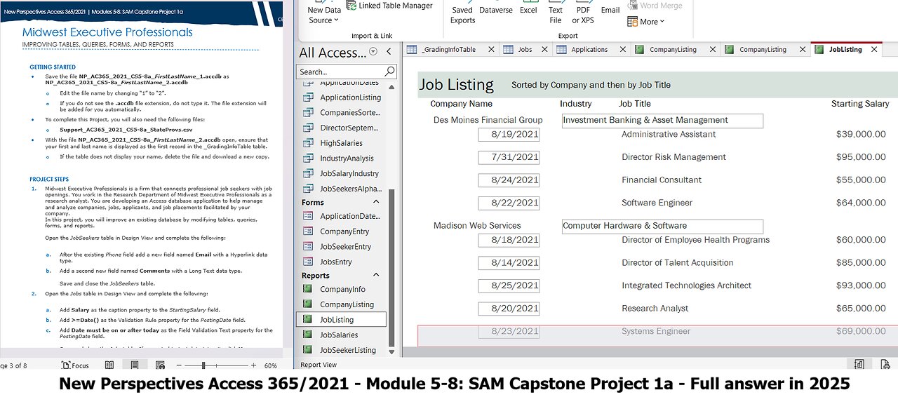 New Perspectives Access 365/2021 Modules 5-8 SAM Capstone Project 1a Midwest Executive Professionals