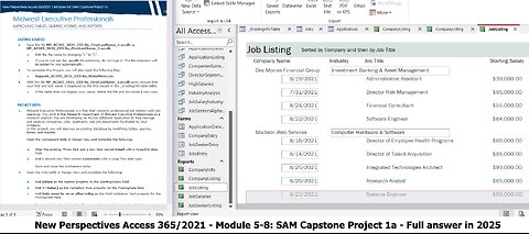 New Perspectives Access 365/2021 Modules 5-8 SAM Capstone Project 1a Midwest Executive Professionals