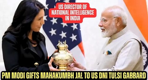 PM Modi Meets US DNI Hindu Tulsi Gabbard Gifts Her Mahakumbh Jal, Gabbard Gifts Tulsi To PM Modi