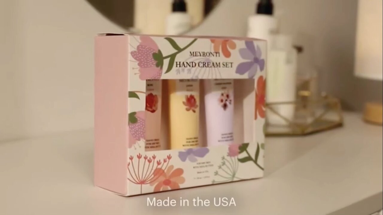 Hand Cream Gift Set for Dry Skin - Rose & Lotus & Cherry Blossom - Made in USA - 3 x 30 ml