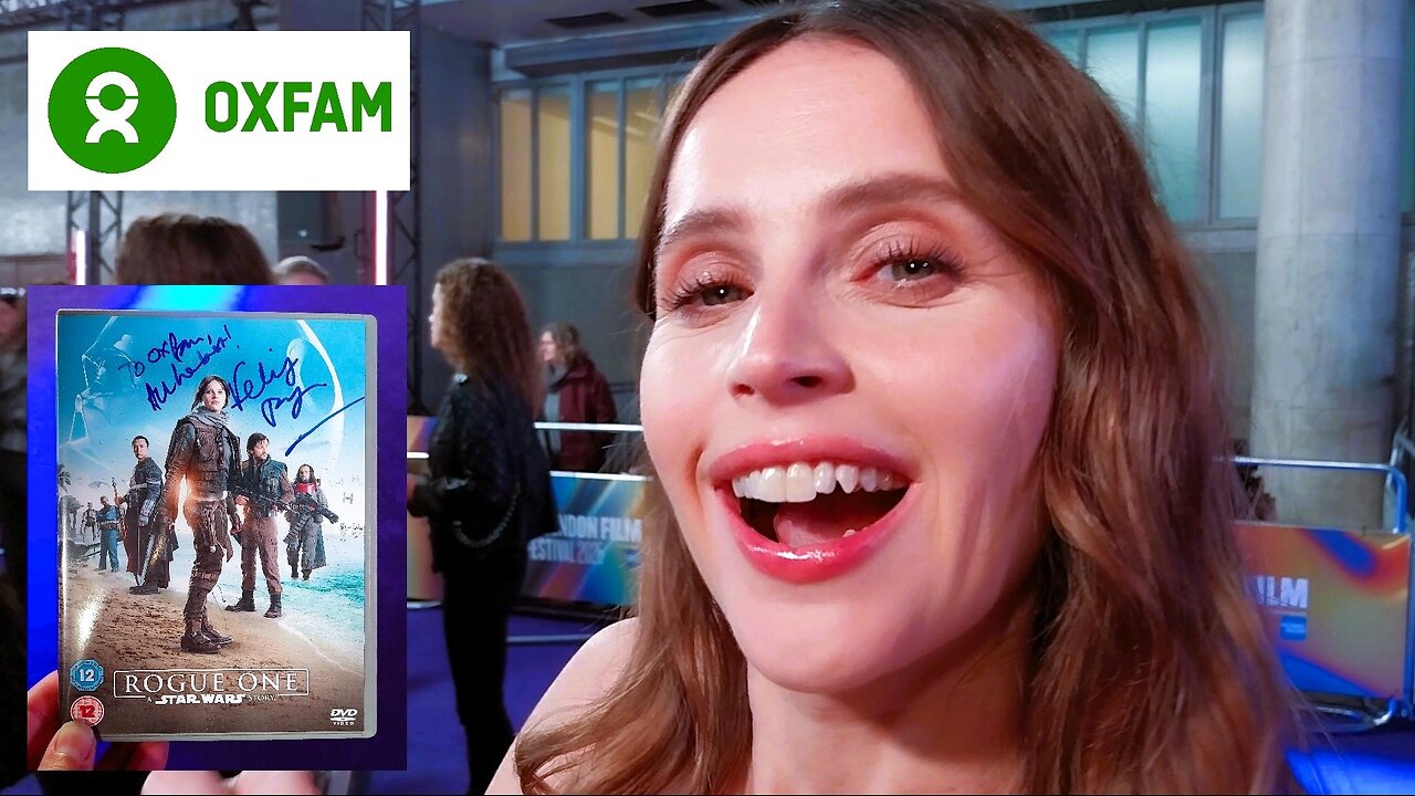 FELICITY JONES ⭐ signs a Rogue One 💫 DVD for Oxfam UK 💚 ( A Star Wars 'Charity' Story )