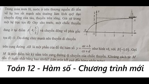 Toán 12: Hàm số: Trong mùa mưa lũ, nước ở trên thượng nguồn đổ dồn về hạ lưu rất mạnh nên thường