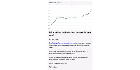 AUSTRALIA PRINTS MORE CASH