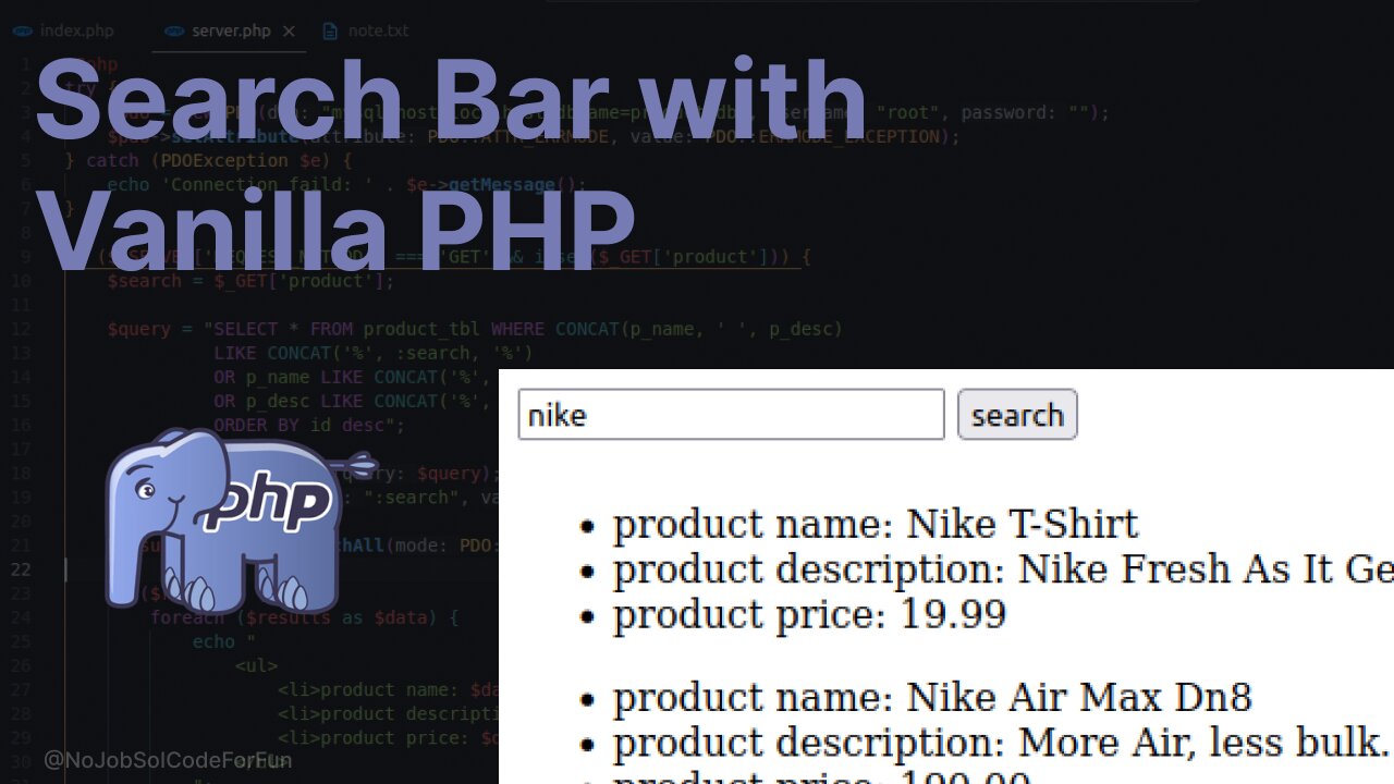 How to Create a Search Bar with Vanilla PHP