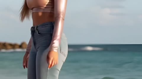 Can your jeans do this? These hug every curve without moving an inch #BeachStyle #FitGoals