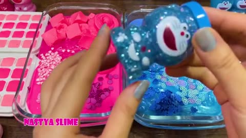 PINK vs BLUE Mixing random into GLOSSY SLIME Satisfying Nastya Slime_part2