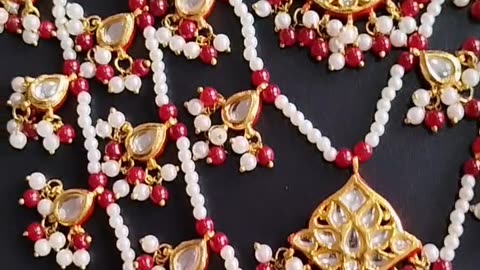 Beautiful 5 Layers Mala With Earings Back work Meena Kari Price 8000/-