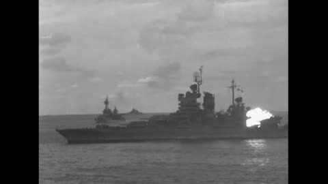 USS New York and USS Idaho among the battleships bombarding Iwo Jima in February 1945