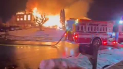 Large fire seen amid reports of house explosion in Centreville, Virginia.