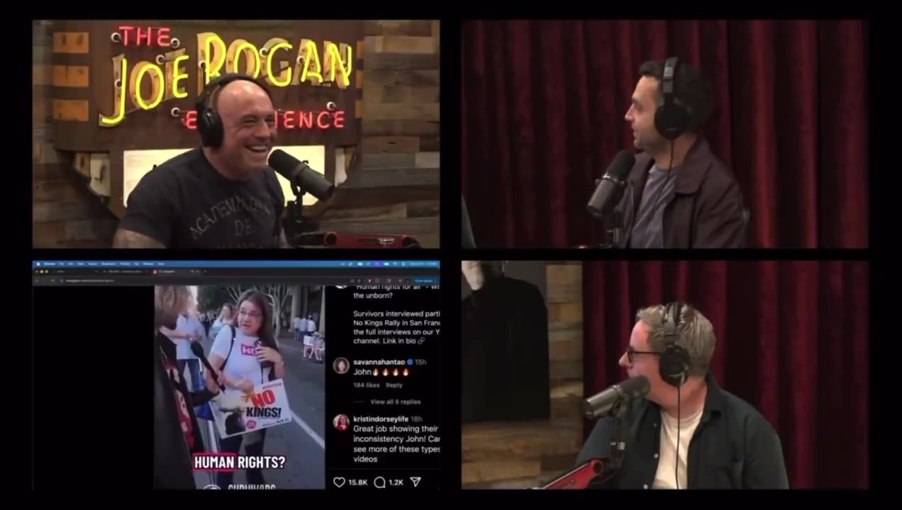 Joe Rogan plays a hilarious video from the No Kings protests.