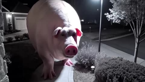 Huge pig caught on CCTV