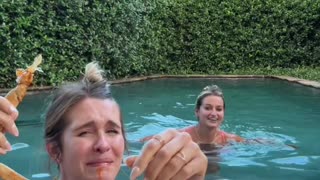 I found this hysterical these women turned rock paper scissors into a full on swim challenge