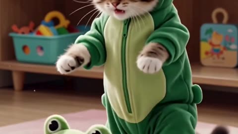 Frog Suit Kitty Overload 🐸💚 | Cutest Cat in a Frog Outfit Ever