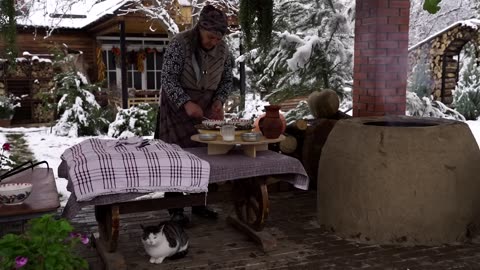 TRADITIONAL AZERBAIJANI BREAKFAST - Tandoori Bread and Eggs